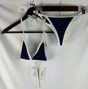 Chooks LA 2 Piece Swimset Bikini Top Thongs M Women's Blue New